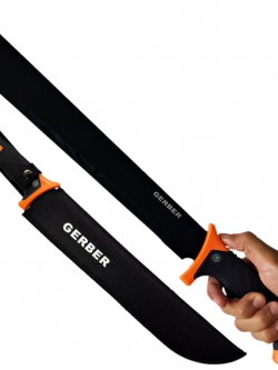 มีดเดินป่า มีดใบตาย GERBER Machete ขนาดยาว 21.3 นิ้ว (54 ซม.) พร้อมซองผ้าไนล่อนร้อยเข็มขัดสำหรับเก็บมีด