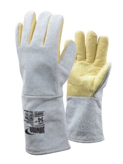 ถุงมือหนัง/เคฟล่ากันความร้อน 300 องศา ยาว 14 นิ้ว ยี่ห้อ YAMADA