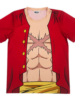 เสื้อยืดการ์ตูนวันพีซ ลูฟี่ เนื้อผ้ากีฬา (T-Shirt One Piece Cosplay Luffy)