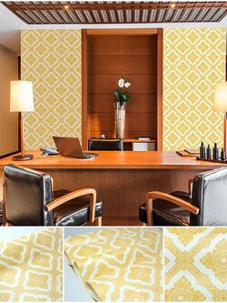 วอลเปเปอร์ลายไทย ลายดอกประจำยาม สีทองพื้นขาว