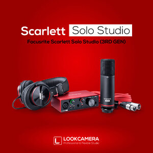 Set Focusrite Scarlett Solo Studio (3RD GEN) ชุดบันทึกเสียงแบบเริ่มต้น Solo ไมโครโฟน หูฟัง ตัวปรับแต่งเสียง และ สายเสียง ครบชุดพร้อมใช้งาน