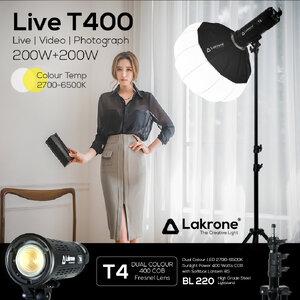 Live T400 Dual Colour Sunlight Set 400 Watts ชุดไฟสำหรับไลฟ์ 400 วัตต์ 2700 - 6500K รีวิว สอน ถ่ายวีดีโอ หนังสั้น ถ่ายภาพ ไฟสอนออนไลน์ รีวิวอาหาร รีวิวเครื่องสำอางค์ สอนโยคะนำกิจกรรม