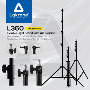 L360 ขาตั้งไฟแบบอลูมิเนียมพรีเมี่ยม Flexible Light Stand with Air Cushion ปรับได้ 110 - 360 ซม.